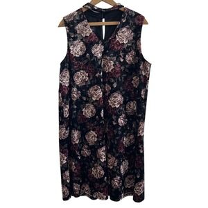 dark cottagecore dress Whimpsygoth Velour Size Large Choker V Neck Floral Y2K